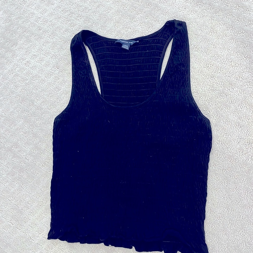 AEO black tank with smocking, size large